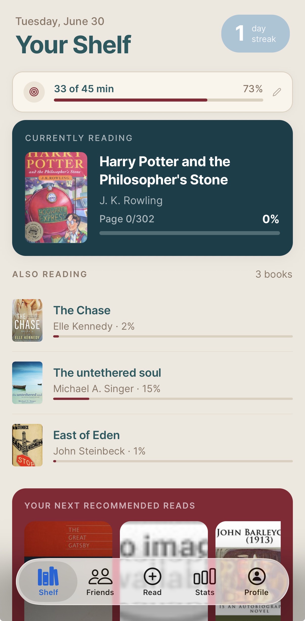 EverPage Your Shelf screen